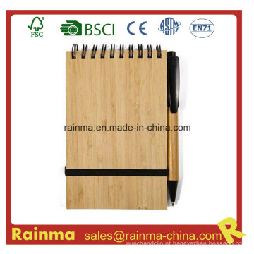 A6 Spiral Bamboo Notebook com Eco Pen